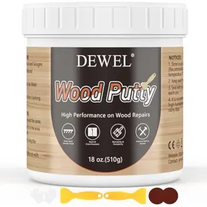 18oz White Wood Filler Putty - Paintable, Stainable & Quick Drying - Wood Repair Kit for Furniture Floor Holes, Cracks, Chips