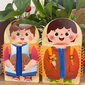 Montessori Multi-Layer Busy Board Backpack for Kids, Early Education Button Zipper Fine Motor Skills Toy Game, Parent-Child Interaction