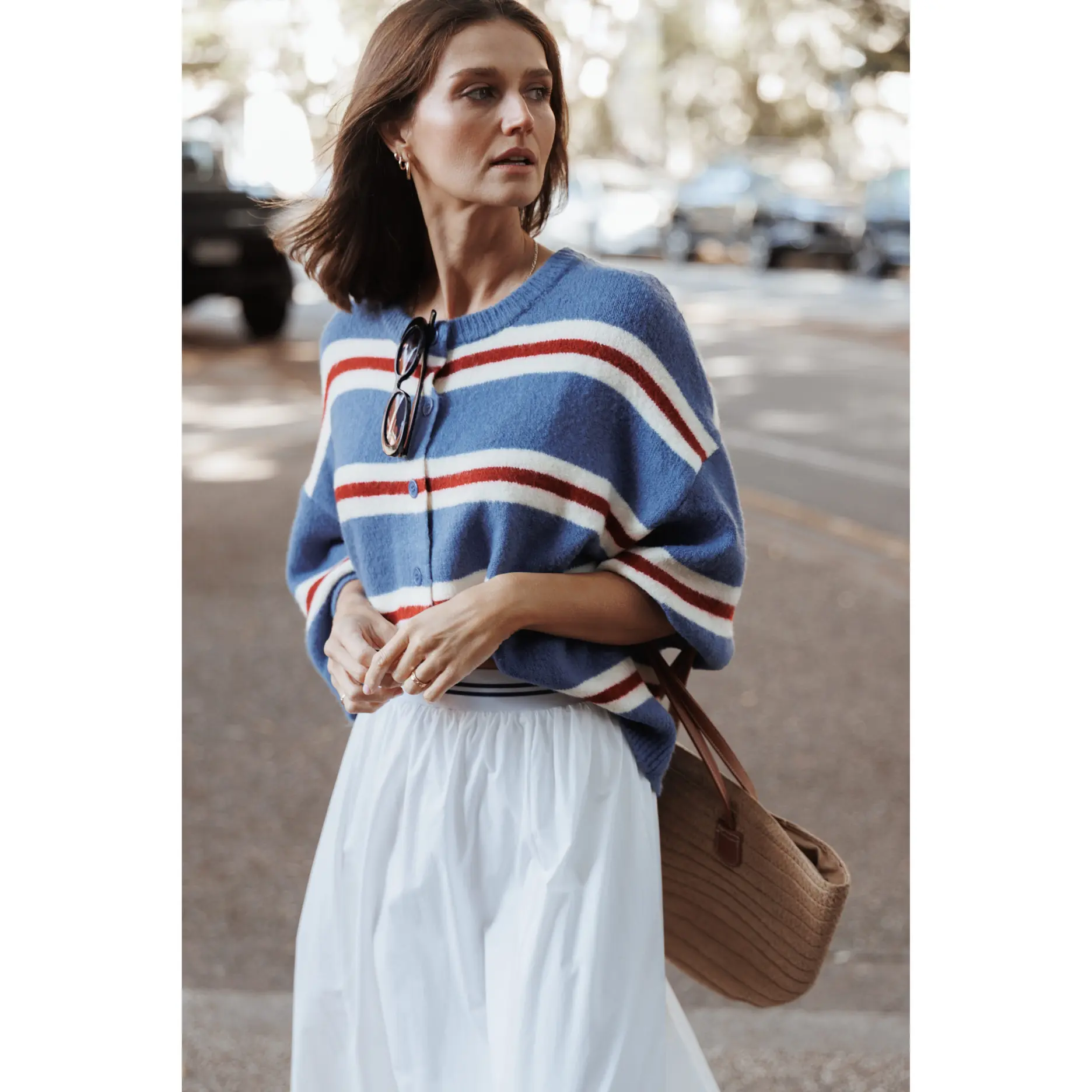 Lilith Knit Top - Blue Stripe