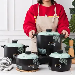 Large Capacity Ceramic Casserole with Lid, Heat-resistant Round Stockpot, Suitable for Gas Stoves, Ideal for Stone Pot Bibimbap, Soups, Oatmeal Porridge, Congee, and Stews, Ceramic Cookware