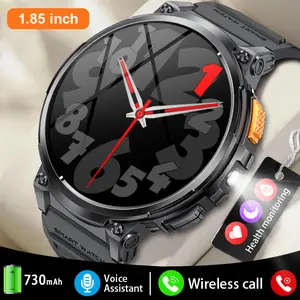 Smart Smartwatch with Flashlight Bluetooth Calling 1.85" Big Screen Heart Rate Blood Pressure SpO2 Monitor 100+ Sport Modes Fitness Watch Men Women iOS Android` Built-in