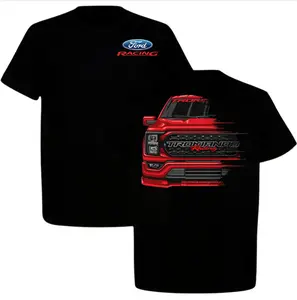Ford F150 Racing Tshirt,Men's Streetwear Top, Black Cotton Shirt, Car Enthusiast Gift, Lowered Pickup, Full Size ,Full Color
