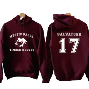 The Vampire Diaries Inspired Hoodie, Mystic Falls Salvatore 17 Front and Back, Unisex Graphic Streetwear, Soft Fabric Casual Pullover Long Sleeve 46A