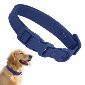 Orange Silicone Dog Collar, Waterproof Plastic PVC Rubber Dogs Collars Washable Quick Release Buckle Puppy Collars Easy Clean Swim for Medium Large Dogs, L