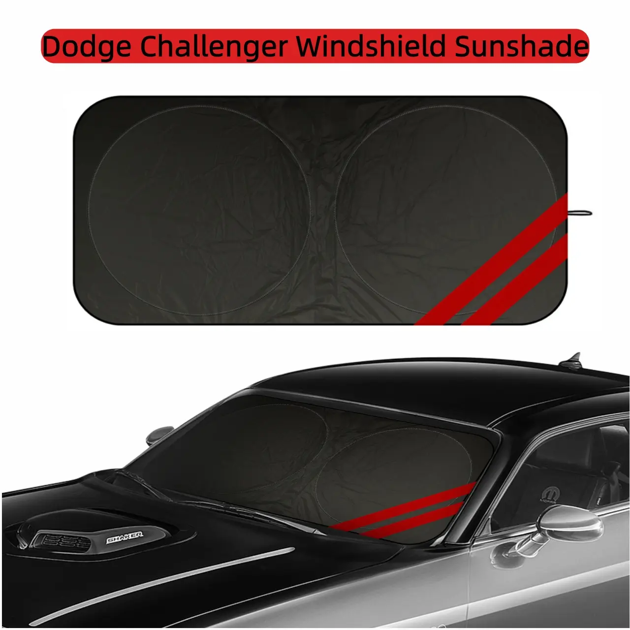 Dodge Challenger Windscreen Shade Cover - UV Blocker Folding Car Sun Shade for Outside Use, 63x34 in Front Window Accessory, Easy Storage, Cabin Temp Reduction, Outdoor Parking Interior Protection, Car Accessories