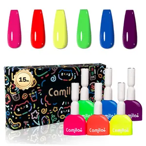 Summervibes Camila 6PCS Gel Nail Polish Set (15ml) – HEMA & TPO Free, Pink Lemon Shades, Long-Lasting UV Gel, DIY Salon Nails Gift for Women