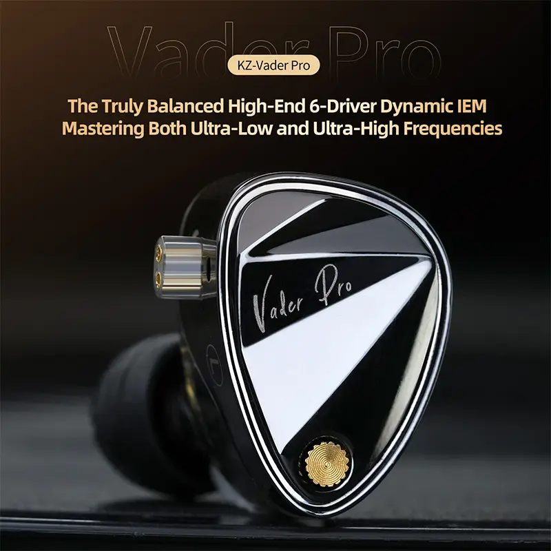 Kz Vader Pro In-Ear Monitor Headphones, Professional Noise Isolation Triple Driver Iem, High Performance Iems, High Resolution Sound, Comfortable for Stage and Studio Use, Advanced Noise Canceling, Noise Cancelling Headset, Monitor Earphone
