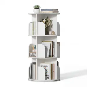 3/4/5-Tier Rotating Bookshelf, 360° Spinning Wood Bookcase Tower – Floor Standing Corner Storage Rack, Space-Saving Display Shelf for Small Spaces, Bedroom, Living Room & Study Room