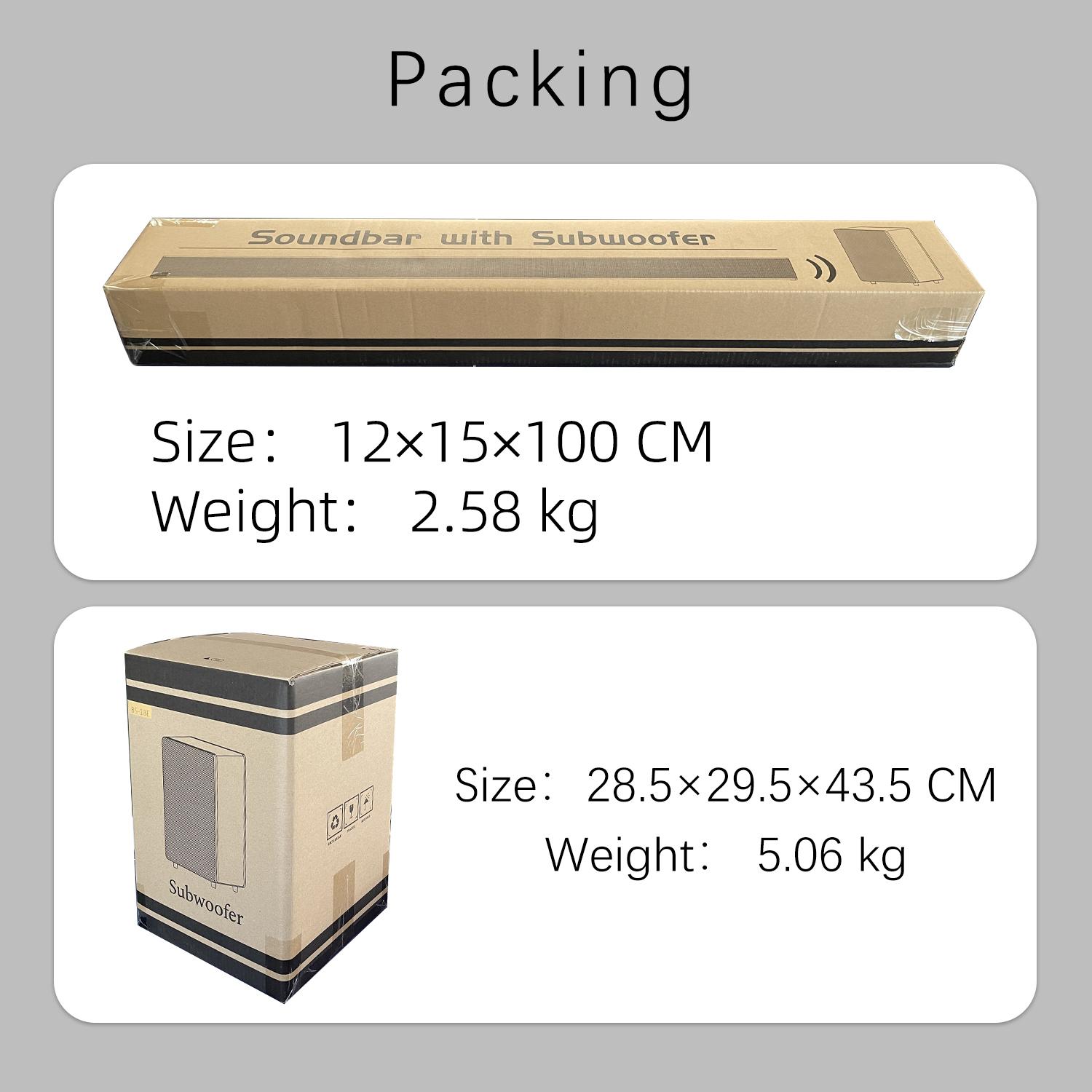 Bluetooth Soundbar With Subwoofer, 2.1 Heavy Bass Surround Sound System, TV Speaker, Home Theater Stereo, Bluetooth 5.0, AUX/USB/Optical/HD(ARC) Connection