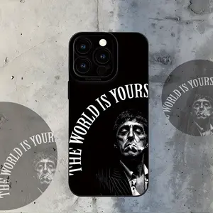 Industrial Style Scarface Element Pattern | Shockproof, Anti-Slip Matte Finish Phone Case for iPhone 17 Air 16 15 14 13 12 11 Pro Max Plus Soft Black TPU Cover with UV Print, Comfortable Grip, Perfect Gift Choice for Independence Day & Special Prom