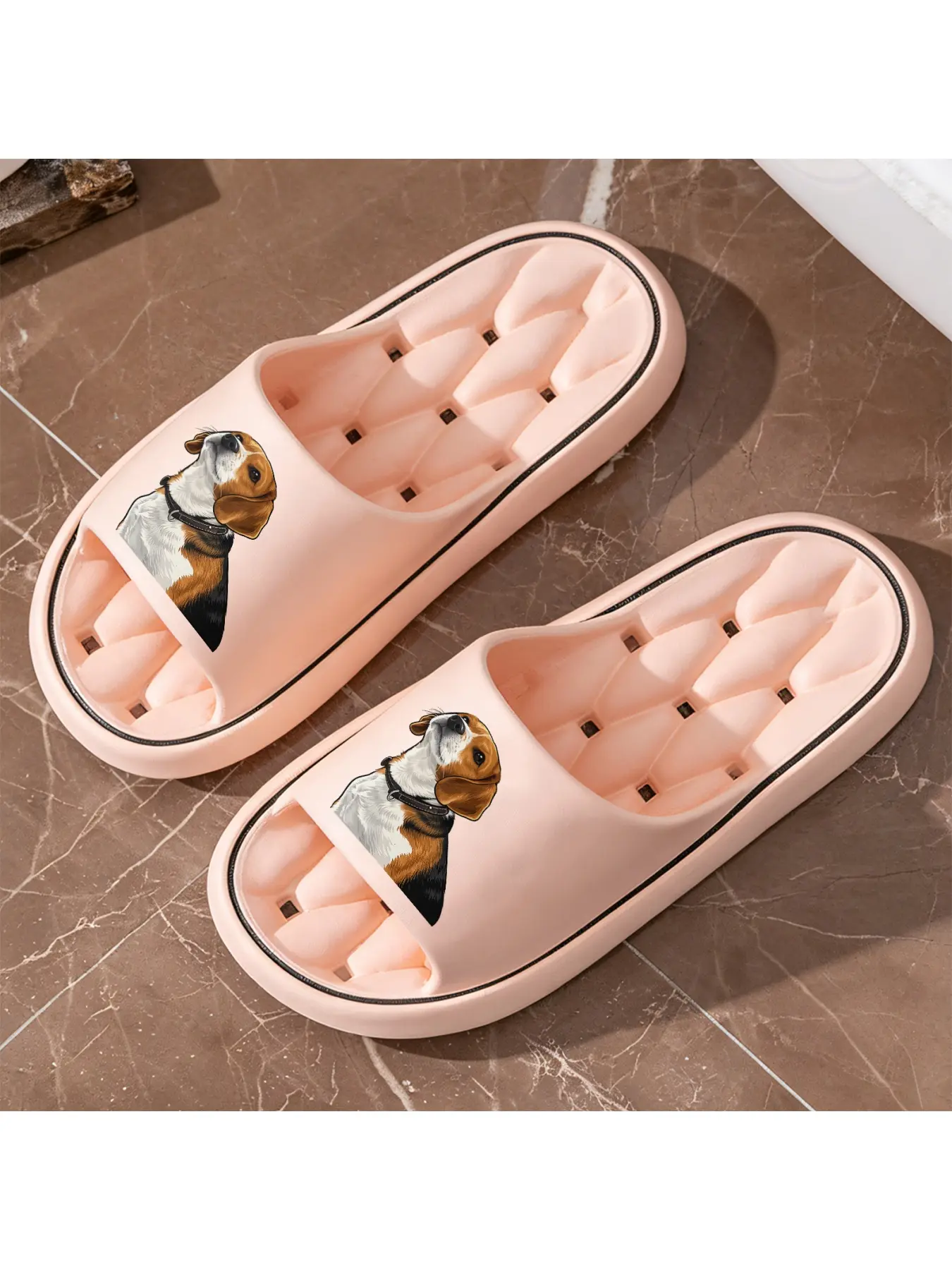 Cute Beagle Print Slippers Unisex Indoor Soft-soled Slippers Anti-slip Wear-resistant Silent Slippers For Bedroom And Living Room Casual Slippers Comfortable Breathable Slippers For All Seasons Lightwei