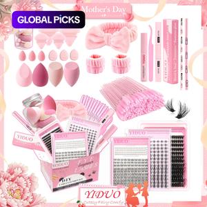 makeup tool set, 1 set false eyelashes & puffs & accessories, facial makeup supplies, eyelash extensions, natural lash clusters, eyeshadow brush, makeup brushes set, eyelash separator tool, cosmetic, kit, individual cluster lash, cosmetics makeup tool