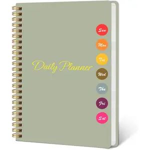 Daily Weekly Planner with Hourly Schedules, , Daily Planner for Office and Personal Organizer - Flexible PVC Cover, 5.5" X 8.5", Green