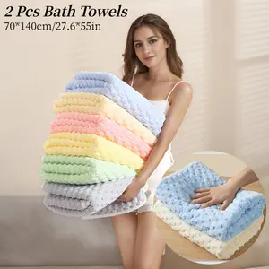 2 Ultra Soft Microfiber Bath Towels - 70x140cm, Quick Drying and Absorbent, Great for Showers and Spas, Unscented
