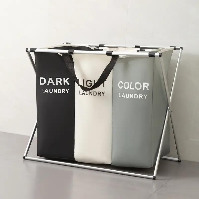 1 Piece Large Laundry Hamper, 3 Tier Laundry Basket, Foldable Dirty Clothes Organizer, Laundry Sorter with Handle, Waterproof, Portable, Freestanding Laundry Hamper for Bedroom