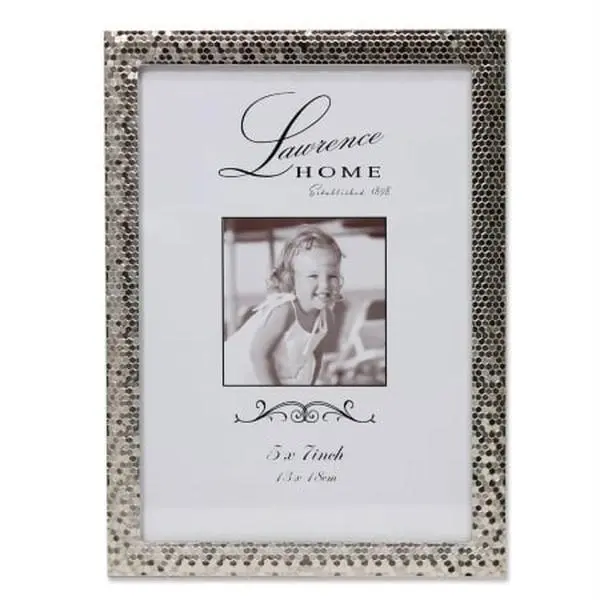 Lawrence Sequin Traditional Polished Metal Wall Mount Picture Frame - Silver, 0.71 in. Thickness