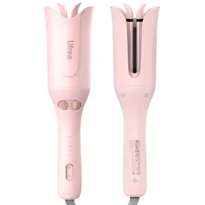 Ufree Automatic Rotating Curling Iron, 1 Inch Ceramic Curling Wand, 1-Click Hair Curler with 3 Heat & Timers, Anti-Scald Design, 1M Ionic Care, Dual Voltage for Travel Beach Waves, Rose Gold