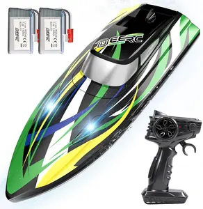 DEERC Fast RC Boat with LED Lights, 30+KM/H, High Speed Remote Control Racing Boat, Self-Righting, 2 Batteries, 24+ Mins, 2.4GHz Pool & Lake Toys outdoorfun