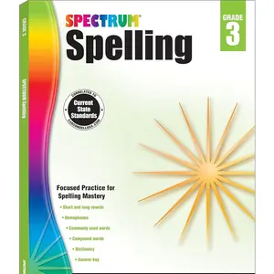 Spectrum Spelling Workbook Grade 3, Ages 8 to 9, 3rd Grade Spelling Workbook Covering Phonics, Handwriting Practice with Vowels, Consonants, Dictionary Skills, and More, Spelling Books for 3rd Grade Paperback – August 15, 2014