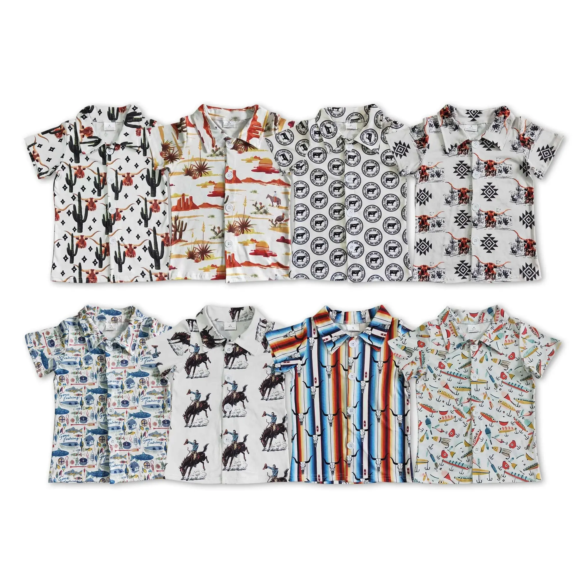 Boy Summer T-Shirt – Western Clothes Button Top | Cute Cowboy Style Summer Clothing for Little Buckaroos