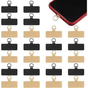 24 Pcs Phone Tether Tab Universal Phone Case Insert for Strap and Charm Champagne Gold and Black 44lbs Load Capacity for Cellphone Strap