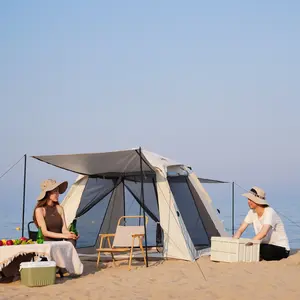 2-4 Person Auto Pop Up Camping Tent Fast Easy Setup Wind Resistant Stable Outdoor Tent All Seasons Universal Portable Sun Rain Proof Shelter Perfect For Hiking Mountaineering Fishing Travel Beach Outdoor Daily Activities