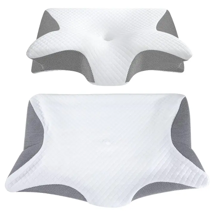 1-Pack Grey Spandex-Polyester Cervical Pillow Cover (25*16in) - Anti-Allergic, Anti-Dust Mite, Skin-Friendly, Breathable, Ergonomic Contoured, Easy Machine Wash (Pillow Insert Not Included)