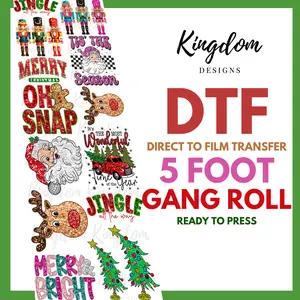 Merry Faux Glitter | Direct To Film Transfers (DTF Transfer) 5 Foot Gang Roll | Heat Transfer | Make Your Own T-Shirts!