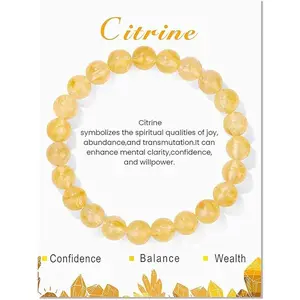 Veliora Gift B Crystal Bracelet Lapis Lazuli Bracelet for Women Citrine Crystal Natural Healing Stone Yellow Blue Beaded Bracelets Adjustable Jewelry Gifts Birthday Christmas Stocking Stuffers