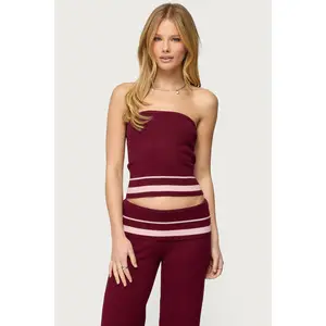 Kaliya Stripey Strapless Knit Top