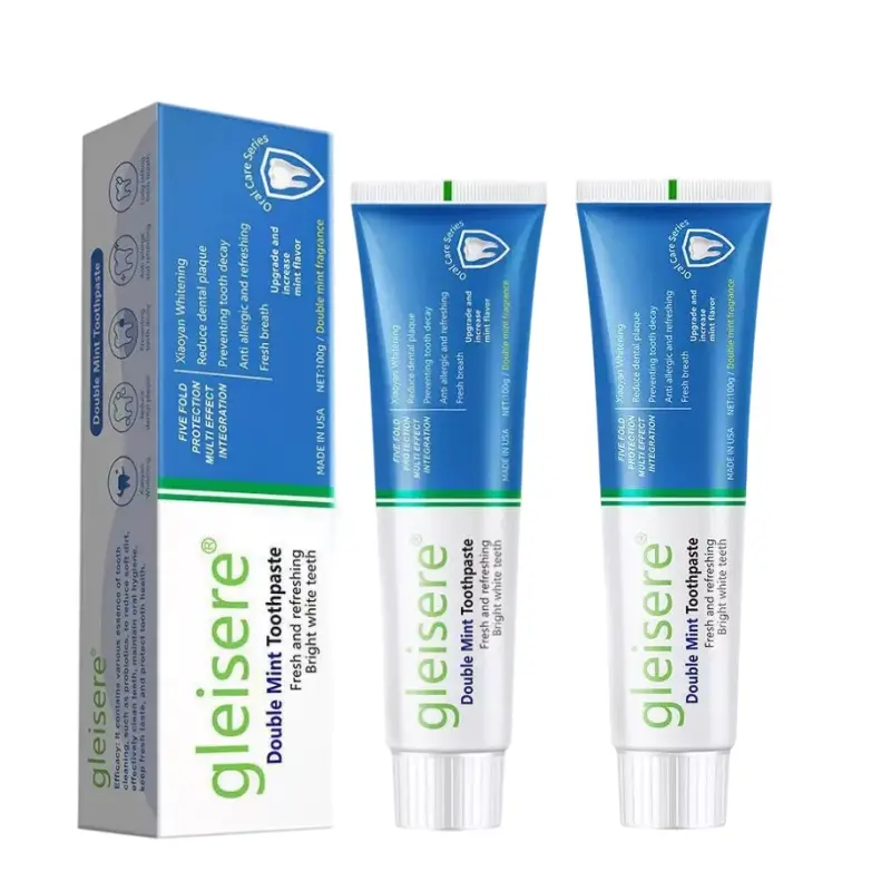 2PCS Double Mint Toothpaste - Refreshing Mint Blend for Fresh Breath & White Teeth - 5 Key Benefits for Oral Hygiene & Brighter Smile - Ideal for Everyday Use