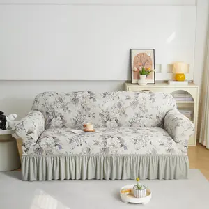 1pc Printed Skirted Sofa Cover, Non-Slip Furniture Protector, Seasonal Replacement Sofa Slipcover, Reusable Home Decor