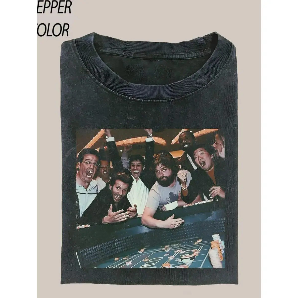 Women's Vintage The Hangover Playing Poker Cotton Crewneck T-Shirt - Loose Baggy Biker Graphic Tee, Funny Movie Gift For Boyfriend, Streetwear Fashion Top, Fabric, Heavyweight Cotton, Retro Poker Art, Unisex Cut Suits Most Body Types, Boyfriend Birthday G