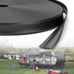 RV Insert Molding Trim, Trim Insert 1", Travel Trailer Screw Cover Trim, Door Corner Seal, Vinyl RV Corner Molding, 100Ft Camper Exterior Trim (100FT - 1" Wide, Black)