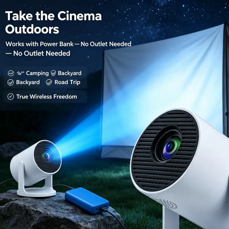 HY300Pro+S2 Smart Mini Projector, Ultra-Portable 720P Full HD 160 ANSI Lumens, 4K Decoding, 5G WiFi 6 & Bluetooth 5.0 Android Projector for Outdoor Gaming Home Theater
