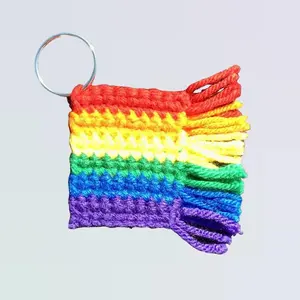 Handmade Crochet Rainbow Flag Keychain - Perfect for Keys and Accessories