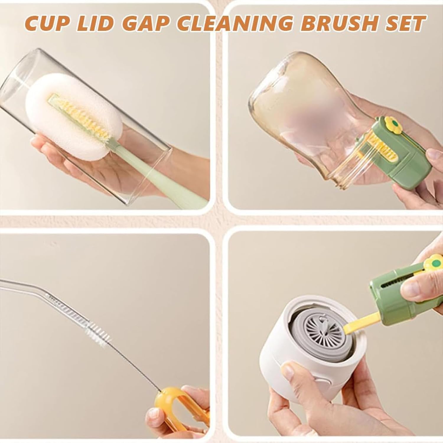 Multifunctional 5-in-1 Bottle Brush Bottlewasher – Great for Cleaning Cup Lids & Home Kitchen Chores