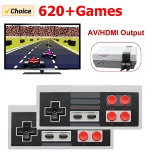 8 Bit Retro Video Game Console with 620 Built-in Classic Games, Mini HDMI Game Stick for TV, 2 Wireless Controllers - Plug & Play Arcade Gaming System for Family Fun