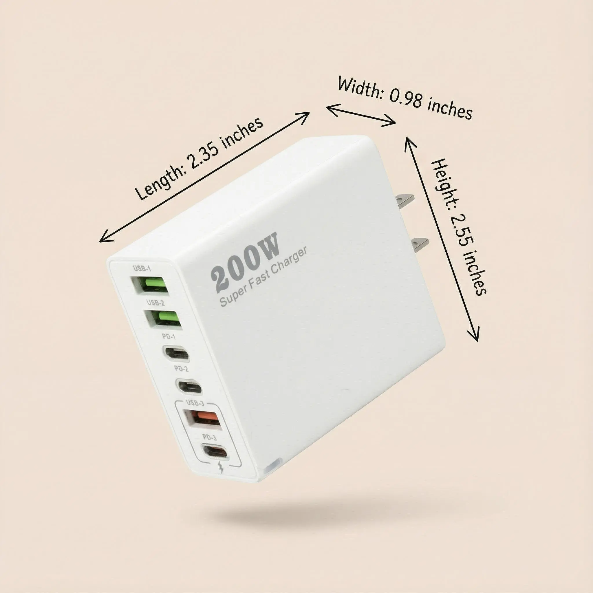 200W USB-C Charger for Multiple Devices  6-in-1 Mobile Fast Charging  with Iphone USB A Type C charger Compact and Easy to Travel  for iPhone 17 16 15 14 13 12 Pro Max XS iPad for Switch Samsung Ultra 2 Smartphone