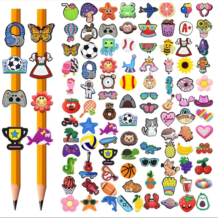 100PCS Pencil Toppers,Cute Pencil Charms for Kids Classroom Prizes & Decorations for School Supplies, Classroom Rewards Kids Incentives
