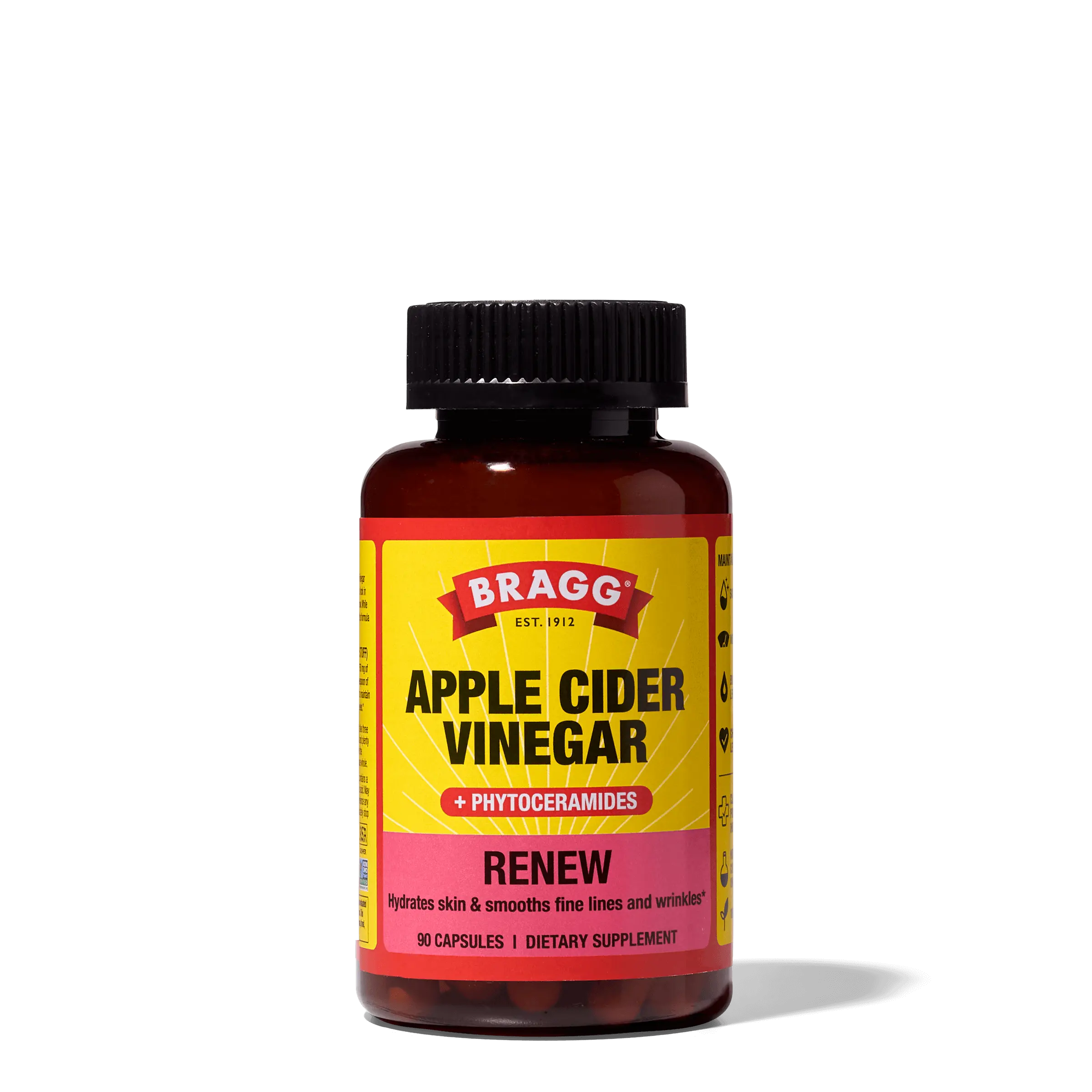 Bragg Renew Apple Cider Vinegar Capsules with Phytoceramides - 90 Capsules - Maintains Healthy Skin and Promotes Hydration