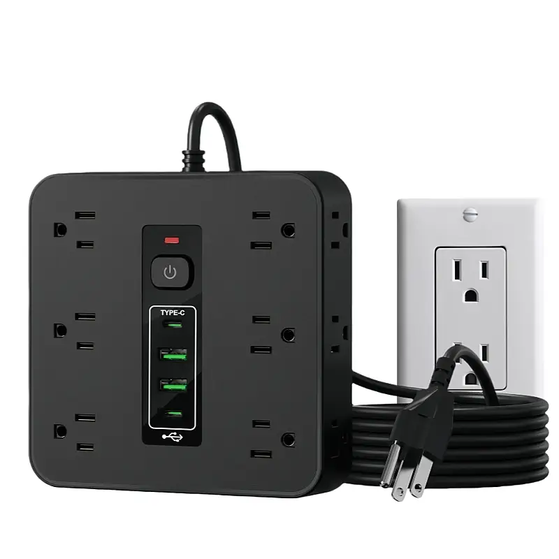 16-in-1 Power Strip with Switch & Surge Protection, Multifunctional Power Strip with 12AC Outlets & 2 USB & 2 Type-C, USB Ports Socket for Office, Hom