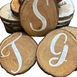 Customizable Cedar Wood Initial Drink Coasters - Set of 4 - Customized, Tableware