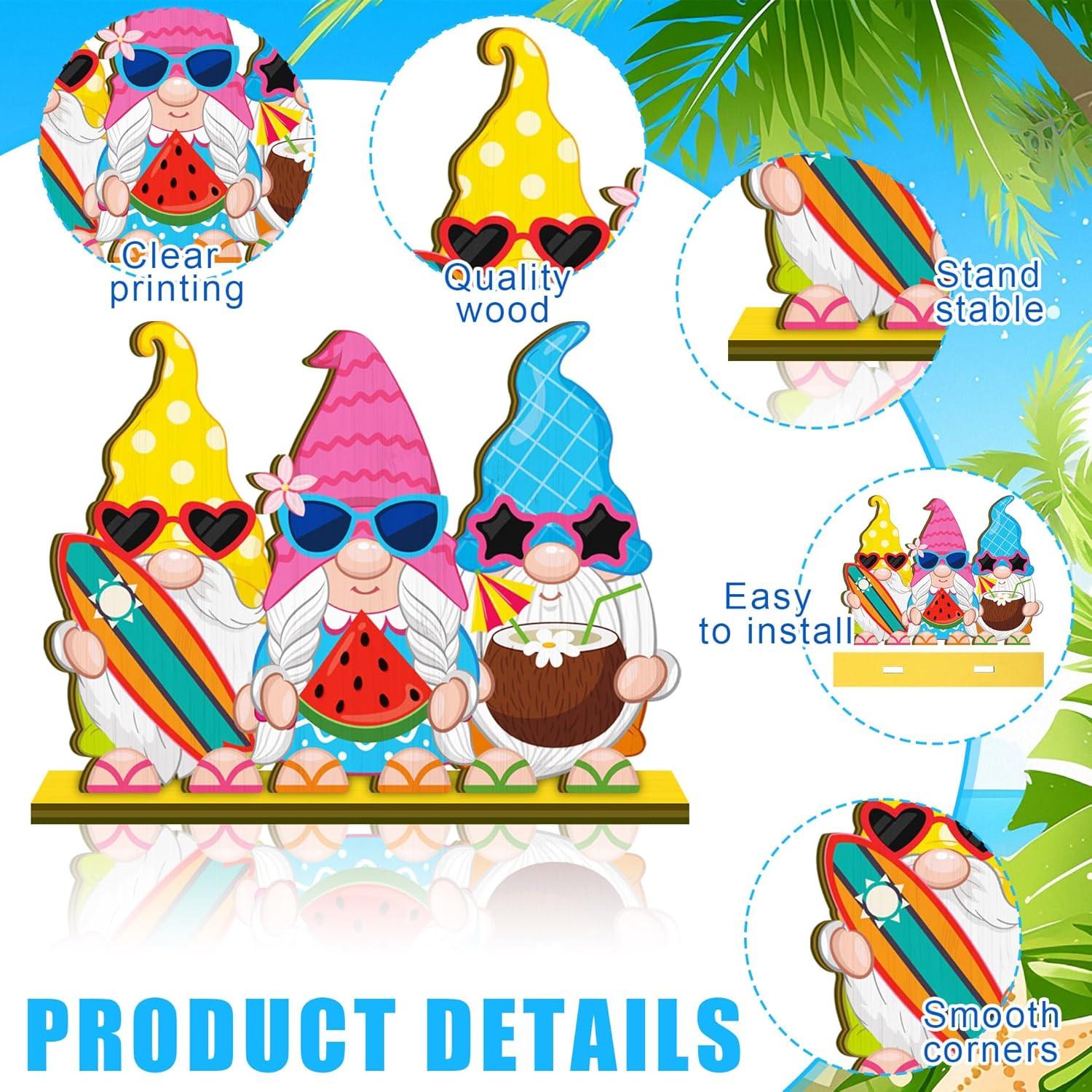 6 Pcs Summer Table Decorations Wooden Table Centerpieces Rustic Wood Tabletop Sign Decorations for Home Kitchen Office Farmhouse Desk Shelves Party Tiered Tray Decor