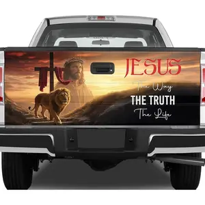 Jesus and Lion Faith Tailgate Wrap – Christian Religious Pickup Truck Back Decal