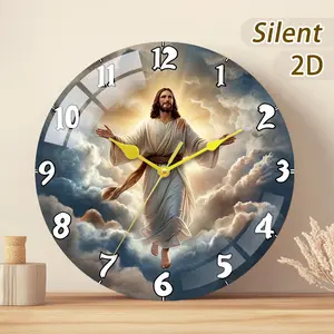 Creative Wall Clock, Jesus Ascension Design, Floating Christ Image, Battery Driven, Modern Style, Home Decor Gift Choice