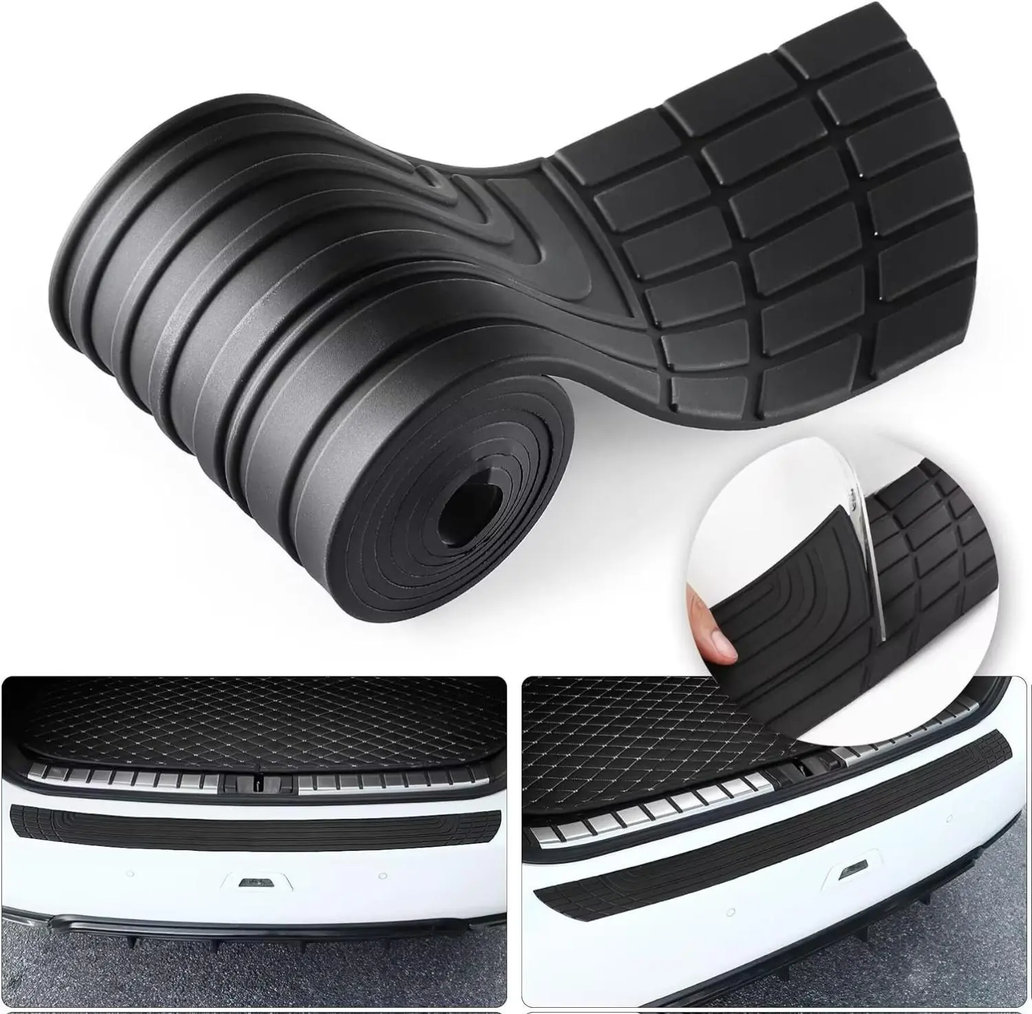 Car Rear Bumper Protector 41inch x3.4inch Universal Rubber Anti-Scratch Trunk Exterior Accessories Soft Durable Scratch-Resistant Flexible Anti-Aging Protection