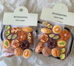 Handmade Mini Food Charms Set Cute Bread Dessert Accessories DIY Craft Resin Embellishments for Phone Case Scrapbook Decor