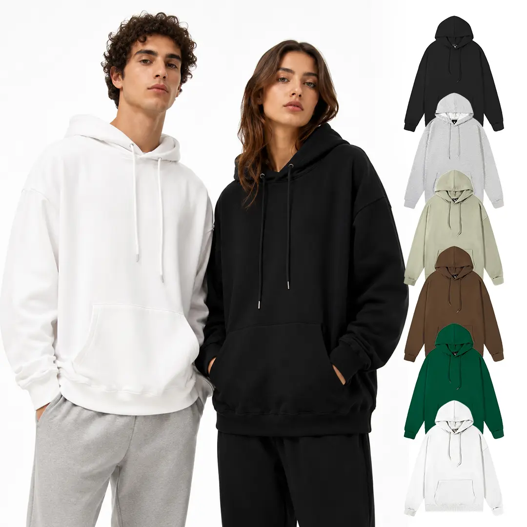 Gihuo 3-Pack Unisex Oversized Pullover Hoodies, Casual Loose Fit Hooded Sweatshirts with Kangaroo Pocket, Soft Everyday Loungewear Set for Men and Women