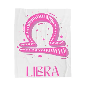Pink Velveteen Plush Blanket, Libra designs, Zodiac blankets, Zodiac designs, Libra